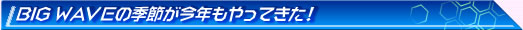 BIG WAVEの季節が今年もやってきた!
