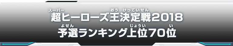 超ヒーローズ王決定戦2018 予選ランキング上位70位