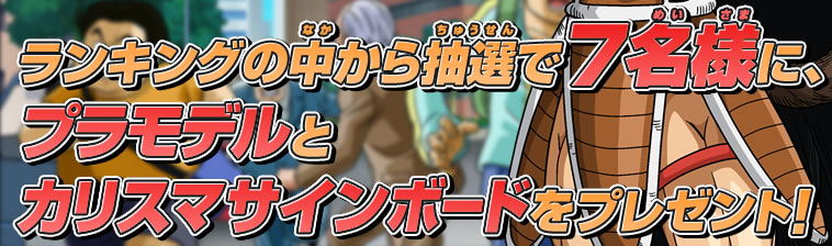 ランキングの中から抽選で7名様に、プラモデルとカリスマサインボードをプレゼント！