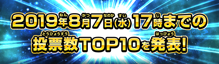 2019年8月7日(水)17時までの投票数TOP10を発表！