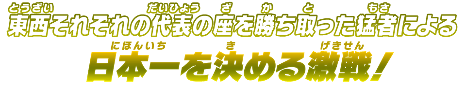 東西それぞれの代表の座を勝ち取った猛者による日本一を決める激戦！