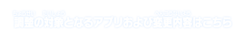 調整の対象となるアプリおよび変更内容はこちら
