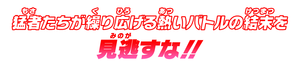 猛者たちが繰り広げる熱いバトルの結末を見逃すな！！