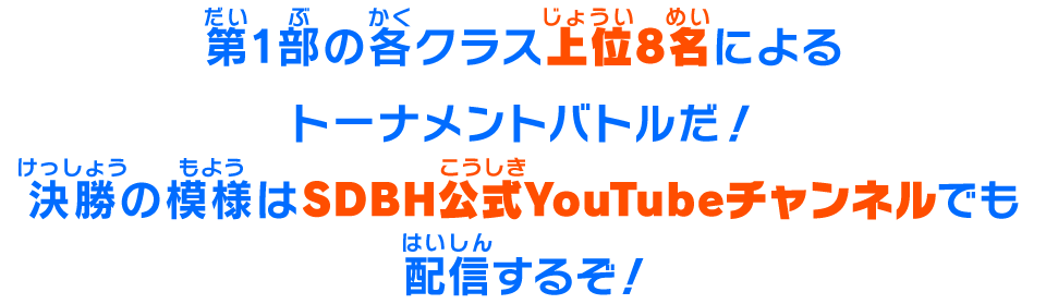 第1部の各クラス上位8名によるトーナメントバトルだ！