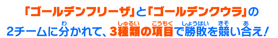 「うさぎ」と「トラ」の2チームに分かれて3種類の項目で勝敗を競い合え！