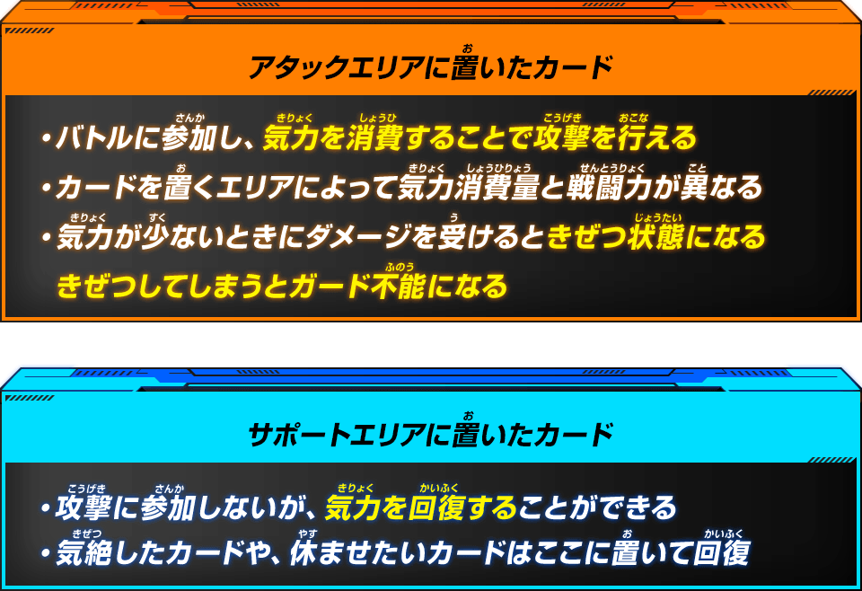 タッチパネルの上でカードを動かしてバトルの作戦を考えよう！