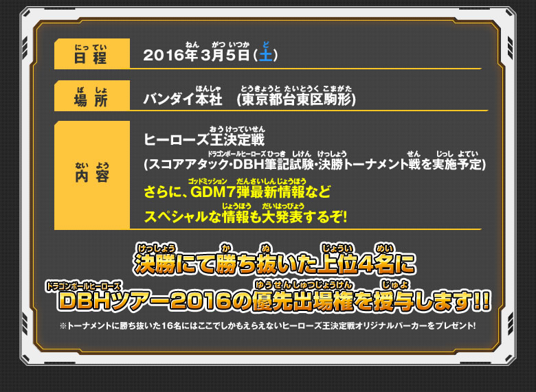 ヒーローズ王決定戦　開催概要