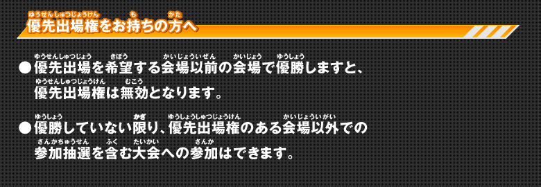 優先出場権をお持ちの方へ