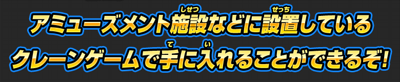 アミューズメント施設などに設置しているクレーンゲームで手に入れることができるぞ!