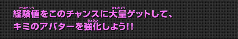 経験値をこのチャンスに大量ゲットして、キミのアバターを強化しよう！