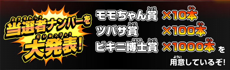 当選者ナンバーを大発表！