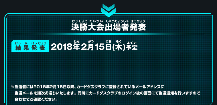 決勝大会出場者発表