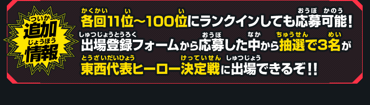 各回11位～100位にランクインしても応募可能！