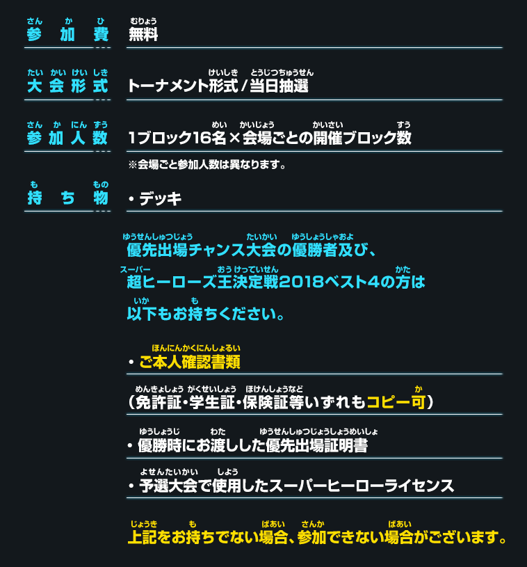 エリア代表ヒーロー決定戦2018 参加概要