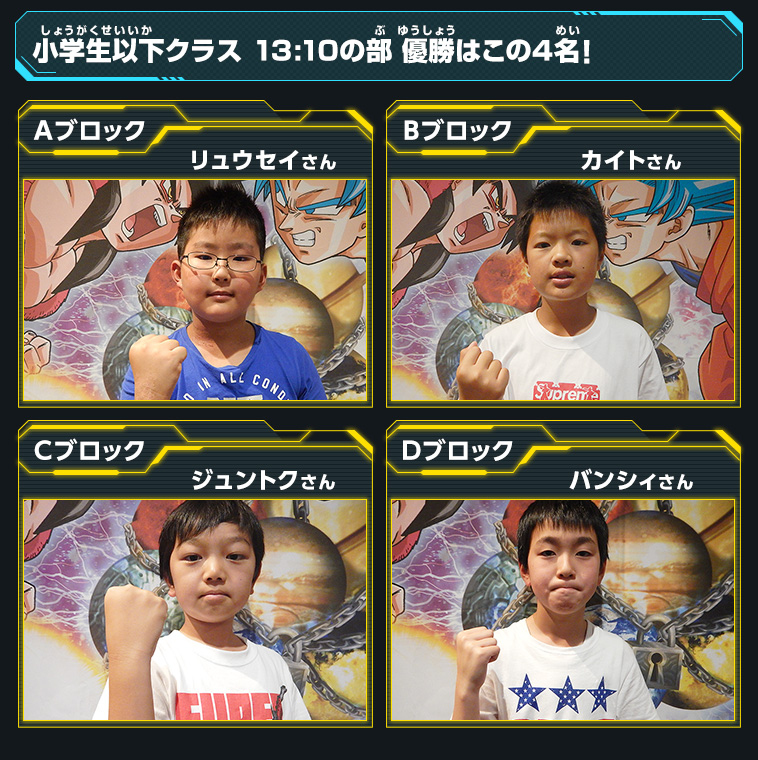 小学生以下クラス 13:10の部 優勝はこの4名！