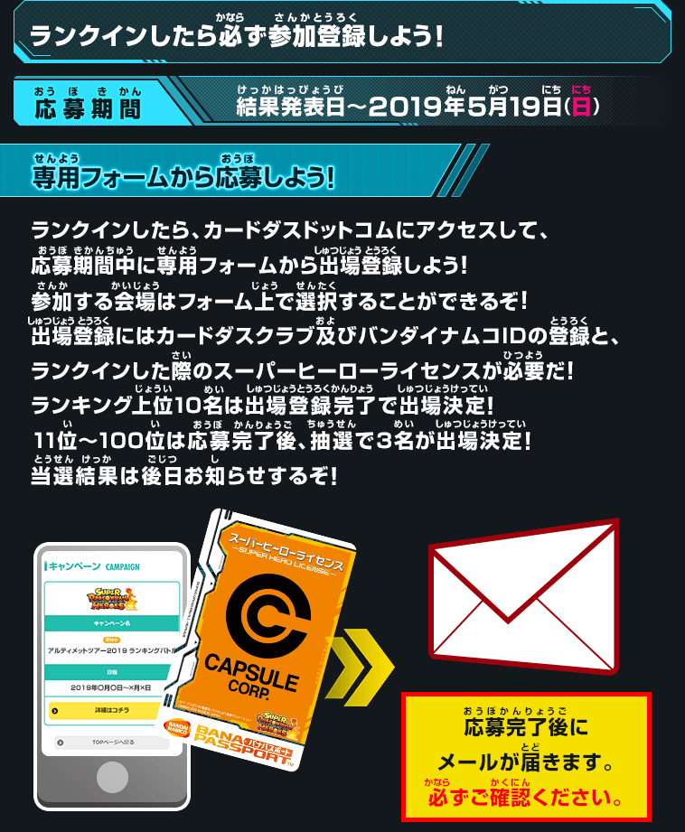 ランクインしたら必ず参加登録しよう！