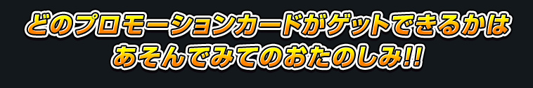 どのプロモーションカードがゲットできるかはあそんでみてのおたのしみ！！