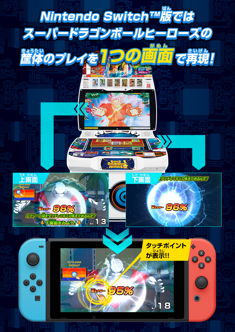 Nintendo Switch版ではスーパードラゴンボールヒーローズの筐体プレイを１つの画面で再現！