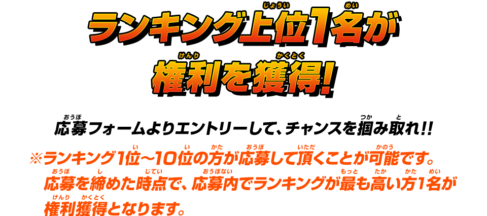 ランキング上位1位が権利を獲得！