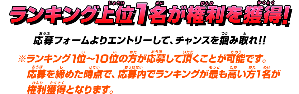 ランキング上位1位が権利を獲得！