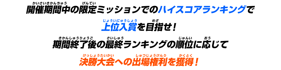 最終ランキングの順位に応じて決勝大会への出場権利を獲得！