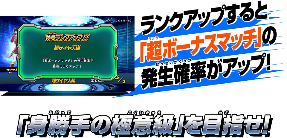 ランクアップすると「超ボーナスマッチ」の発生確率がアップ!