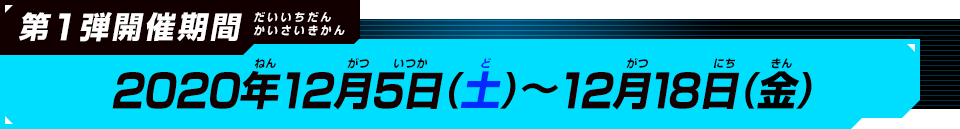 第1弾開催期間：2020年12月5日(土)～12月18日(金)