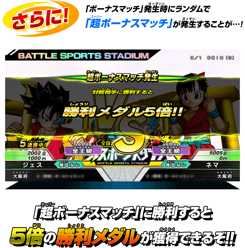 勝利メダル5倍!