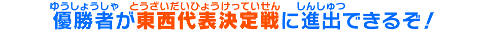 優勝者が東西代表決定戦に進出できるぞ！