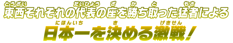 東西それぞれの代表の座を勝ち取った猛者による日本一を決める激戦!
